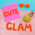 Text of sequins. Cute Glam Art Minimal