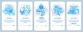 Text services blue onboarding mobile app page screen with linear concepts. Translation, transcription, proofreading