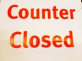 A text in a shopping mall written that Counter closed