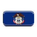 Glossy Rectangular Emblem Featuring the Utah State Flag Design on White Background Keywords: Utah state flag, emblem, glossy, Royalty Free Stock Photo