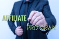 Text showing inspiration Affiliate Program. Word for Automated platform of two or more parties Associated Presenting New Royalty Free Stock Photo