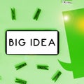 Text showing inspiration Big Idea. Business approach Having great creative innovation solution or way of thinking Royalty Free Stock Photo