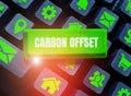 Text showing inspiration Carbon Offset. Word for Reduction in emissions of carbon dioxide or other gases