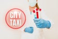 Inspiration showing sign City Taxi. Business showcase type of vehicle for hire with a driver often for a nonshared ride Royalty Free Stock Photo