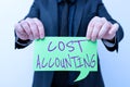 Conceptual display Cost Accounting. Word for the recording of all the costs incurred in a business Presenting New Plans