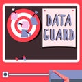 Text showing inspiration Data Guard. Word for manage databases to survive disasters and data corruptions Royalty Free Stock Photo