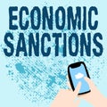 Text showing inspiration Economic Sanctions. Business showcase Penalty Punishment levied on another country Trade war