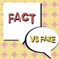 Conceptual caption Fact Vs Fake. Business idea Rivalry or products or information originaly made or imitation