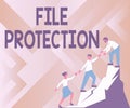 Text sign showing File Protection. Conceptual photo Preventing accidental erasing of data using storage medium Royalty Free Stock Photo
