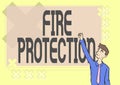 Handwriting text Fire Protection. Conceptual photo measures taken to prevent fire from becoming destructive Happy Man