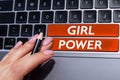 Text showing inspiration Girl Power. Word for assertiveness and self-confidence shown by girls or young woman