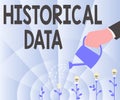 Text showing inspiration Historical Data. Concept meaning collected data about past events and circumstances Hand