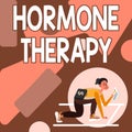 Text caption presenting Hormone Therapy. Internet Concept use of hormones in treating of menopausal symptoms Woman