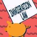 Text showing inspiration Immigration Law. Business showcase national statutes and legal precedents governing immigration Royalty Free Stock Photo