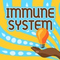 Text showing inspiration Immune System. Word Written on host defense system comprising many biological structures Lady