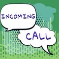 Text sign showing Incoming Call. Business concept Inbound Received Caller ID Telephone Voicemail Vidcall