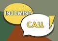 Text showing inspiration Incoming Call. Word Written on Inbound Received Caller ID Telephone Voicemail Vidcall Two