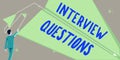 Text caption presenting Interview Questions. Business approach Typical topic being ask or inquire during an interview