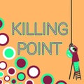Sign displaying Killing Point. Concept meaning Phase End Review Stage Gate Project Evaluation No Go Businessman Standing