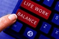 Text showing inspiration Life Work Balance. Concept meaning stability person needs between his job and personal time Royalty Free Stock Photo