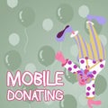 Writing displaying text Mobile Donating. Word for to give something to a charity or any cause using personal devices