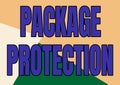 Text showing inspiration Package Protection. Word for Wrapping and Securing items to avoid damage Labeled Box Line