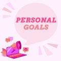 Text showing inspiration Personal Goals. Business idea Target set by a person to influence his efforts Motivation Laptop Royalty Free Stock Photo