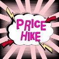 Text caption presenting Price Hike. Business idea sum of values that customer gives up to gain the benefits of having