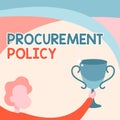 Text showing inspiration Procurement Policy. Concept meaning govern choice of suppliers used to tell their suppliers Man