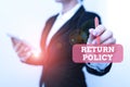 Conceptual caption Return Policy. Business overview Tax Reimbursement Retail Terms and Conditions on Purchase Presenting Royalty Free Stock Photo