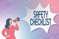 Text showing inspiration Safety Checklist. Conceptual photo list of items you need to verify, check or inspect Modern