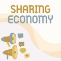 Text showing inspiration Sharing Economy. Business overview collaborative consumption or peertopeerbased sharing