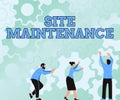 Text showing inspiration Site Maintenance. Conceptual photo keeping the website secure updated running and bugfree Royalty Free Stock Photo