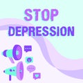 Text showing inspiration Stop Depression. Concept meaning end the feelings of severe despondency and dejection Pair Of