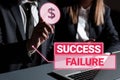 Text showing inspiration Success Failure. Conceptual photo established ways of setting goals making it easier to achieve Royalty Free Stock Photo