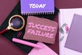 Text showing inspiration Success Failure. Word Written on failure is a part of your road or progress to success Royalty Free Stock Photo