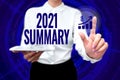 Text showing inspiration 2021 Summary. Business approach summarizing past year events main actions or good shows Lady In