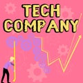 Text showing inspiration Tech Company. Internet Concept a company that invents or innovates solutions to produce usable
