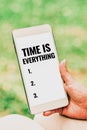 Text showing inspiration Time Is Everything. Business concept the right moment to start working or doing stuff right Royalty Free Stock Photo