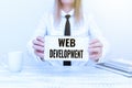 Writing displaying text Web Development. Business concept dealing with developing websites for hosting via intranet App