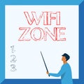 Text showing inspiration Wifi Zone. Business overview provide wireless highspeed Internet and network connections