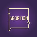 Text sign showing Abortion. Conceptual photo Deliberate termination of a huanalysis pregnancy Death of the embryo