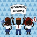 Text sign showing Accounting Records. Conceptual photo Manual or computerized records of assets and liabilities People Royalty Free Stock Photo