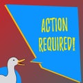 Text sign showing Action Required. Conceptual photo Important Act Needed Immediate Quick Important Task. Royalty Free Stock Photo