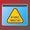 Text sign showing Affiance Marketing. Conceptual photo joining two or more companies in same field mutual goal.