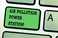 Text sign showing Air Pollution Power Station. Conceptual photo Industrial danger Smog Environmental risk Keyboard key