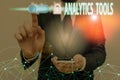 Text sign showing Analytics Tools. Conceptual photo pieces of web application analysis software used to monitor