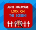 Text sign showing Anti Malware Lock On The Screen. Conceptual photo Security safety against malware hacking Magnifying