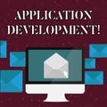 Text sign showing Application Development. Conceptual photo process of creating computer phone programs Open Color Royalty Free Stock Photo
