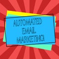 Text sign showing Automated Email Marketing. Conceptual photo Email sent automatically to list of showing Pile of Blank